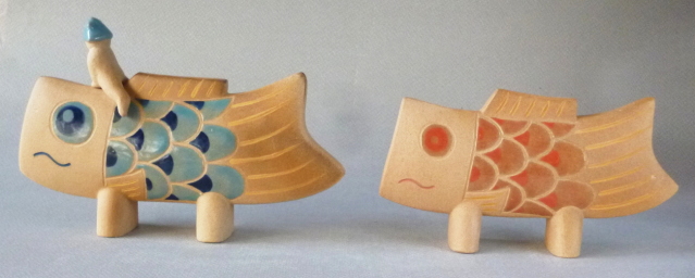 陶器の五月人形、鯉のぼり人形